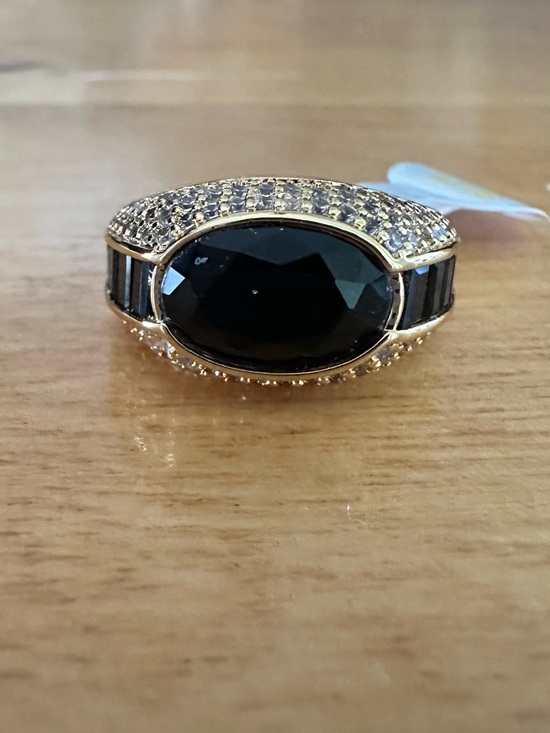 Bomb Party Jewelry - Bomb Party Size 7 Gold Black Onyx CZ Cocktail Ring An Ocean of Glam RG11912
